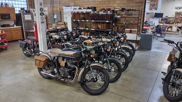 New Janus motorcycles waiting to get shipped to their owners.