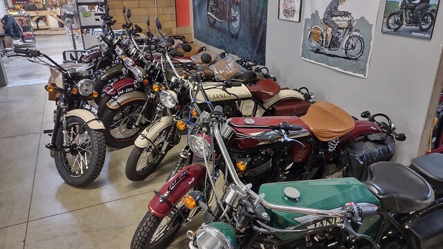 New Janus motorcycles waiting to get shipped to their owners.
