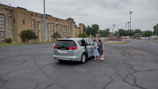 A family from Germany who came to see the Old Joliet Prison in Joliet, IL.