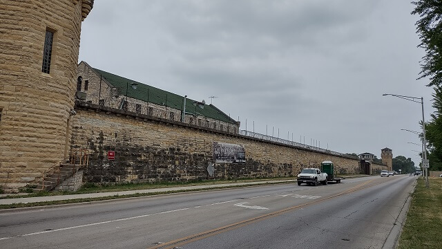 The east side of the Old Joliet Prison in Joliet, IL.