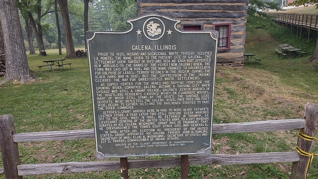 A historical marker in Galena, IL.
