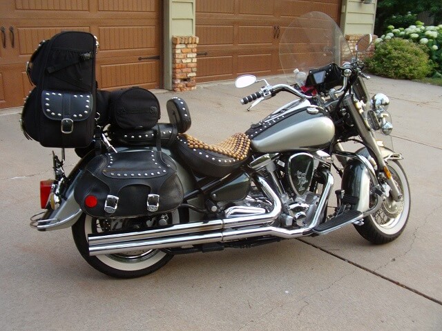 The bike loaded up and ready to leave on the trip.