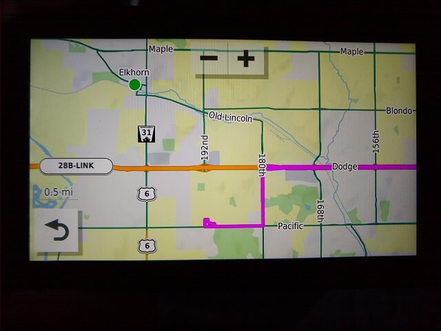 Map of where the GPS had taken me versus where I wanted to go.
