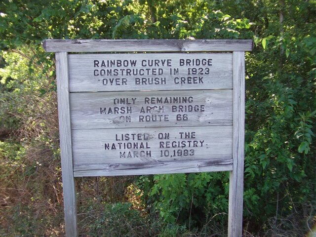 The sign next to the Rainbow Bridge on old Route 66.