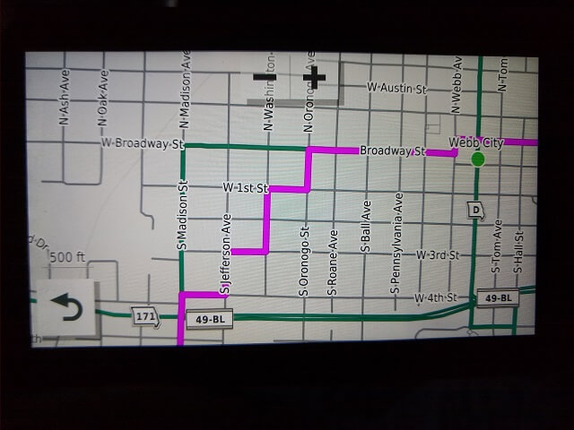 Some odd GPS routing through Webb City, MO.