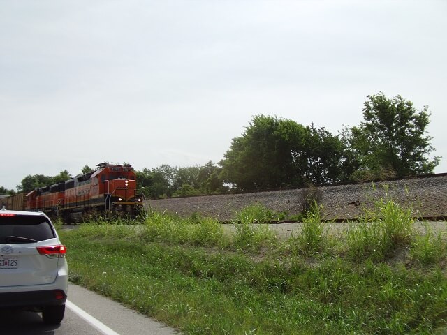 Stopping for a train on the east side of Springfield, MO.