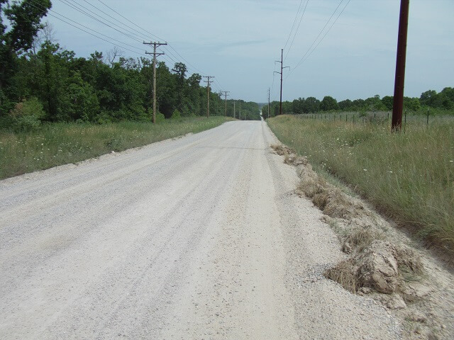 Google routed me on a treacherous gravel detour northeast of Marshfield, MO.