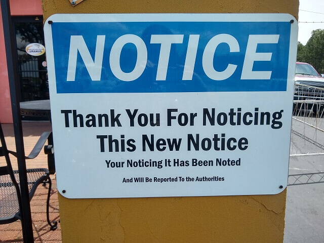 An important notice sign.