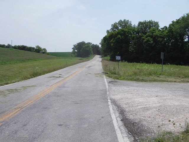 The correct highway CC near New Wells, MO that I should have taken.