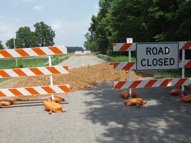 Road closed west of New Liberty, IL.