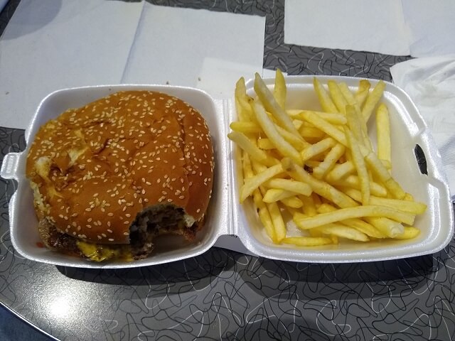 My double cheeseburger with fries at LC's Burgers in northern Kansas City, MO.