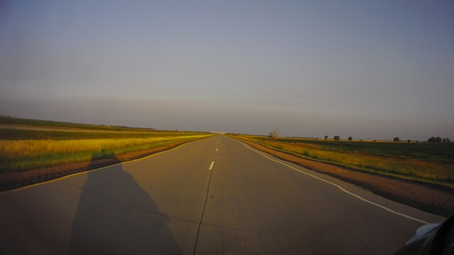 Heading west on I-90, between Mitchell, SD and Chamberlain, SD.