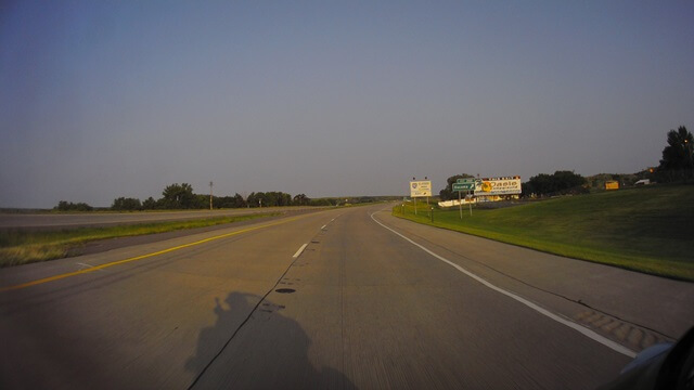 Approaching the exit at Oacoma, SD.