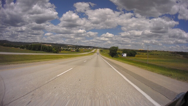 Heading west on I-90 between Rapid City, SD and the Wyoming border.