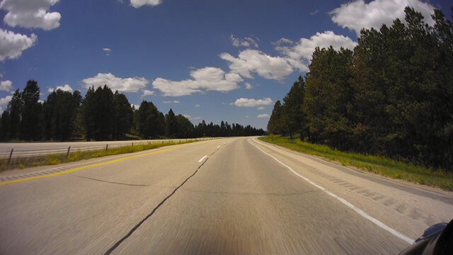 Heading west on I-90 in eastern Wyoming.