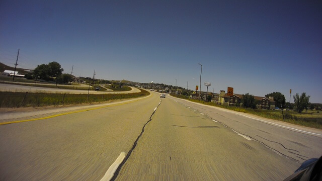 Riding west on I-90 in Gillette, WY.