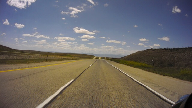 Riding west on I-90 between Moorcroft, WY and Buffalo, WY.