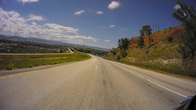 Riding on I-90 near Buffalo, WY.