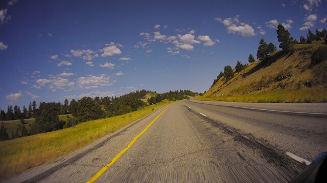 Riding west on I-90 between Billings, MT and Bozeman, MT.