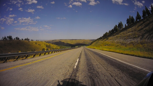 Riding west on I-90 between Billings, MT and Bozeman, MT.