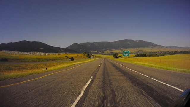 Riding west on I-90 between Billings, MT and Bozeman, MT.