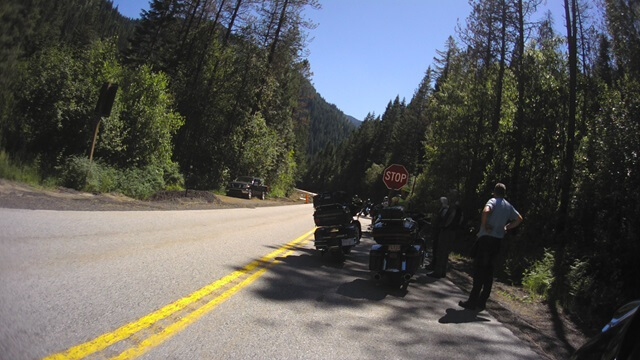 More motorcycles pulling up as I waited for the construction in Idaho.