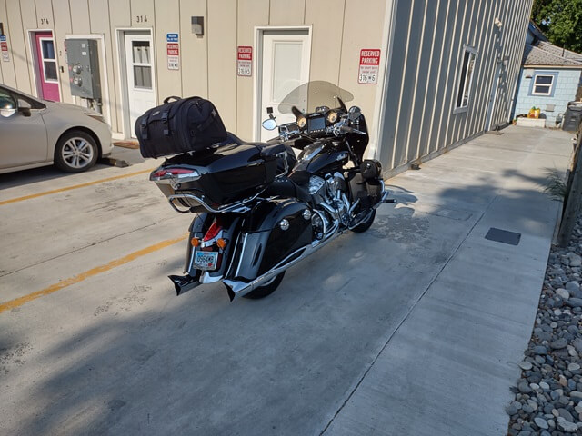 The bike loaded and ready to go in Moscow, ID