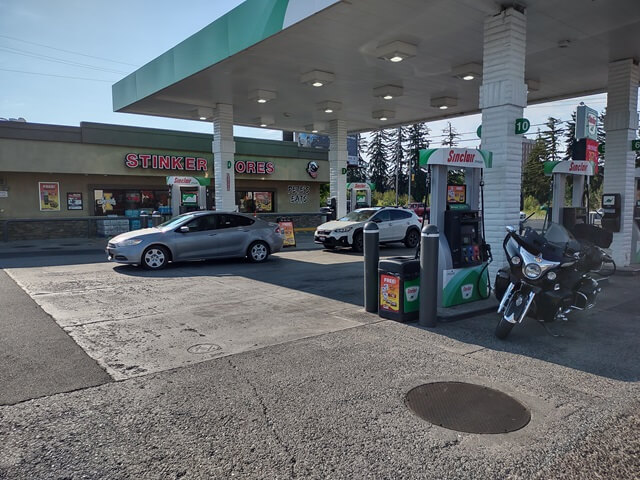 Stopping for gas at the Stinker Store in Moscow, ID.