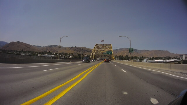 Crossing the Columbia River into Wenatchee, WA.