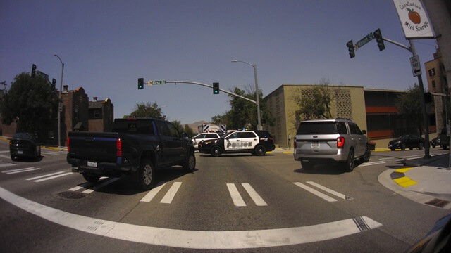 The police had the road closed causing the gridlock in Wenatchee, WA.