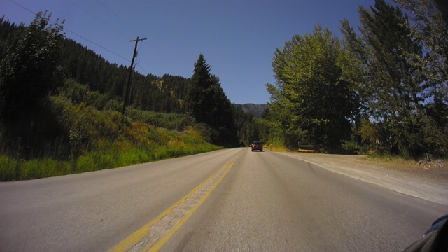 Riding west on highway 2 through the Cascades in western Washington state.