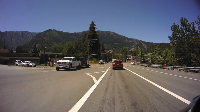 Riding west on highway 2 through the Cascades in western Washington state.