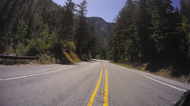 Riding west on highway 2 through the Cascades in western Washington state.