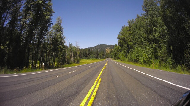 Riding west on highway 2 through the Cascades in western Washington state.