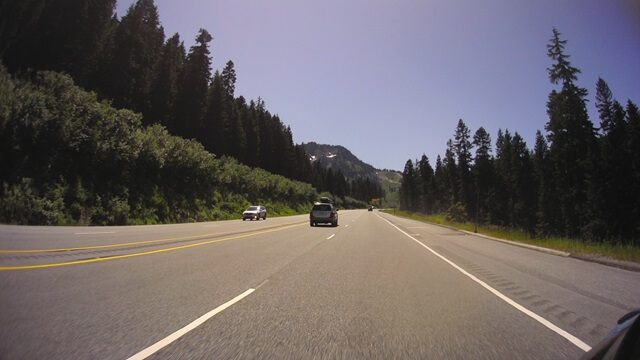 Riding west on highway 2 through the Cascades in western Washington state.