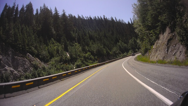 Riding west on highway 2 through the Cascades in western Washington state.