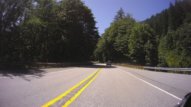 Riding west on highway 2 through the Cascades in western Washington state.