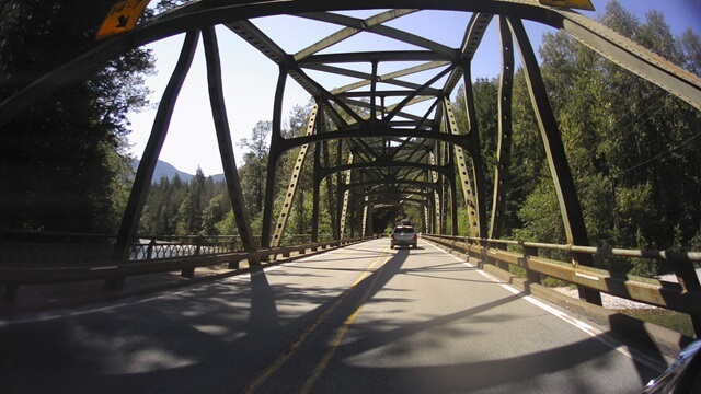 Riding west on highway 2 through the Cascades in western Washington state.