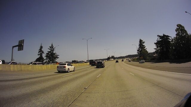 Riding south on I-5 north of Seattle, WA.