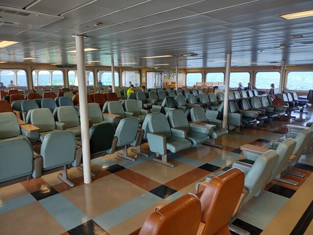 One of the seating areas on the ferry.