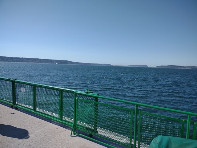 A view of Puget Sound from the top of the ferry.