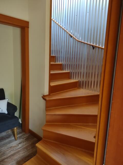 The stairway entrance into my AirBnb on Whidbey Island, WA.