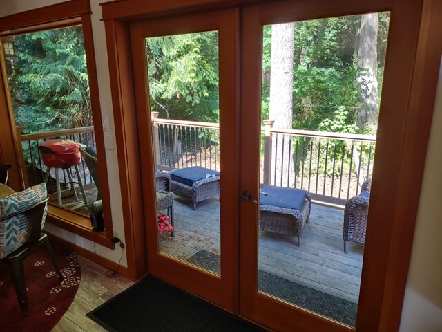 The deck on my AirBnb on Whidbey Island, WA.