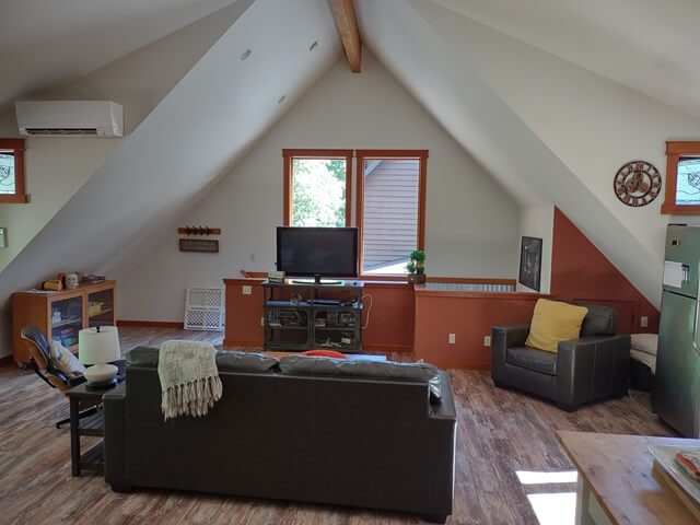 The great room of my AirBnb on Whidbey Island, WA.