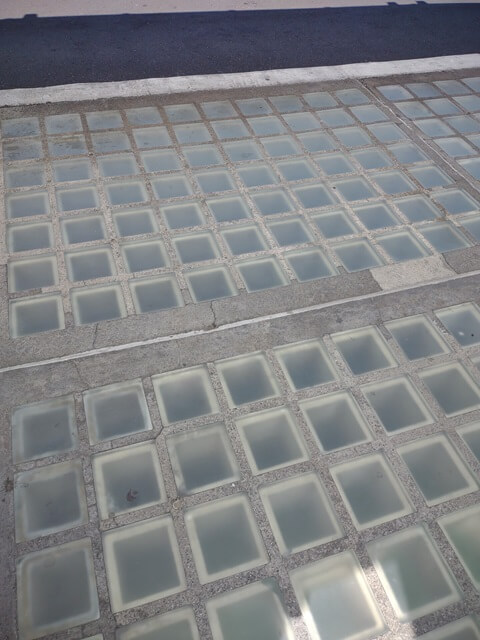 The glass floor at the ferry station.