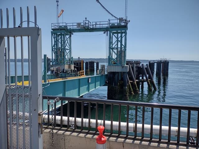 The ferry dock without a ferry in it.