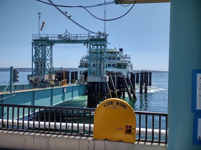 The ferry arriving.