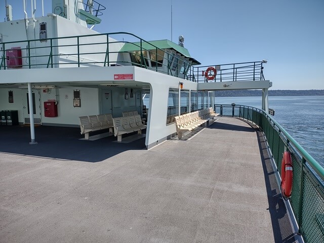 The sun deck on the ferry.