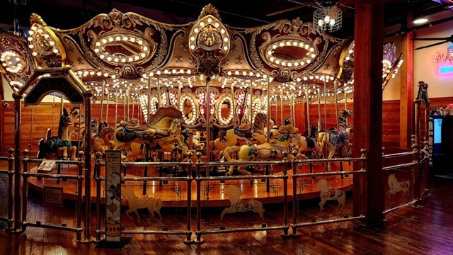 A merry-go-round on the boardwalk in Seattle, WA.