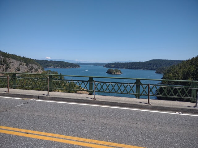 A view from the bridge over Deception Pass.